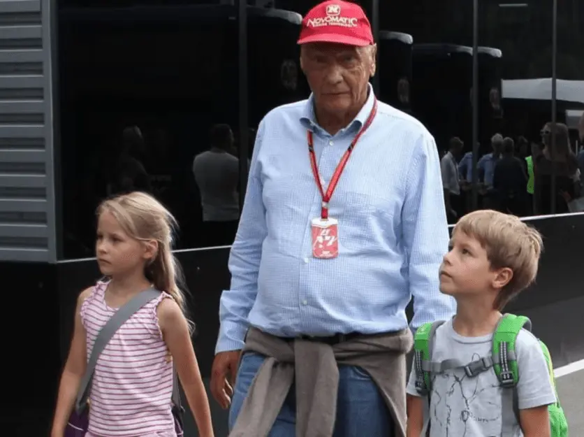 Max Lauda with his father Niki Lauda and twin sister Mia Lauda