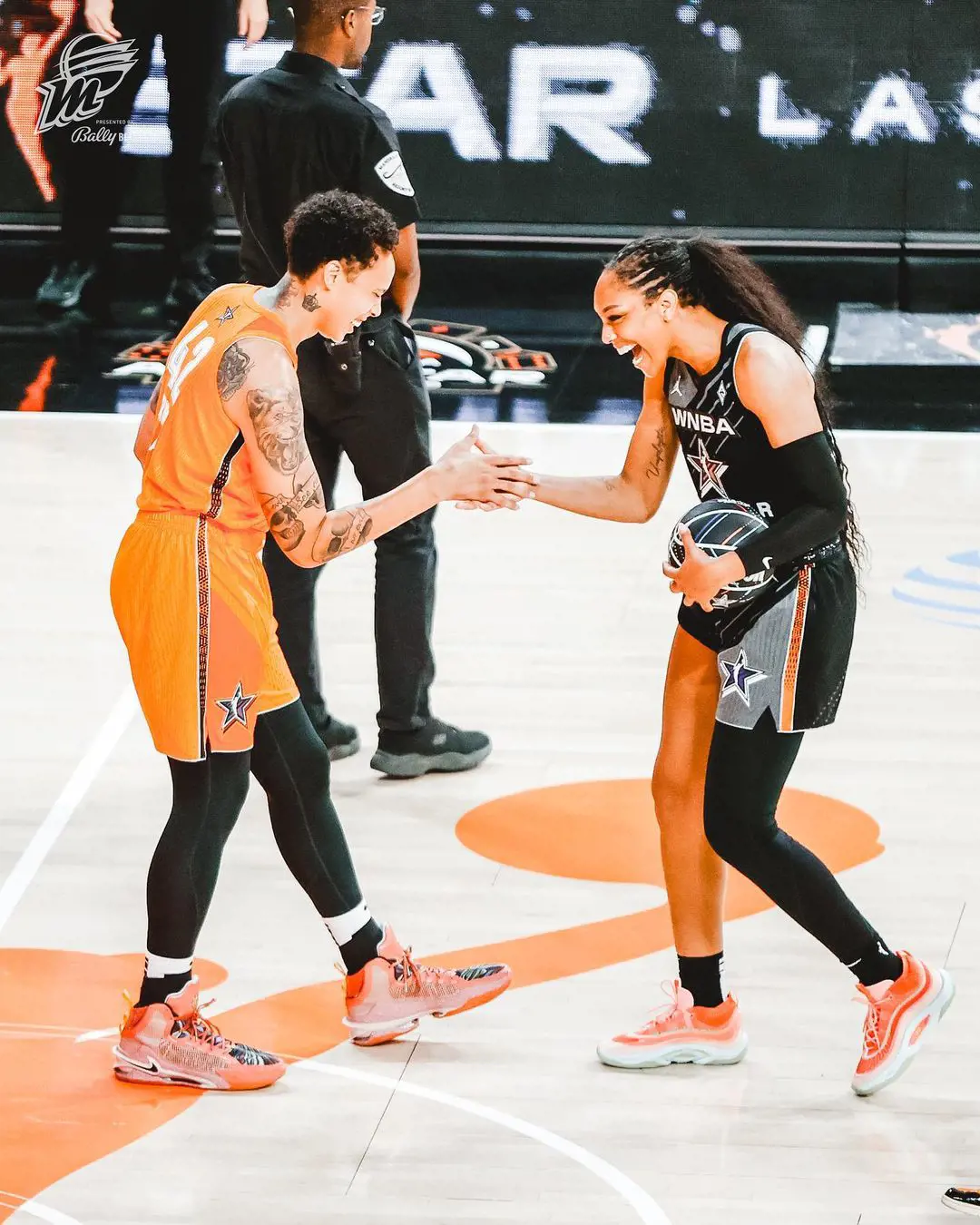 Brittney Griner and A'ja Wilson during WNBA All-Star Weekend in July 2023