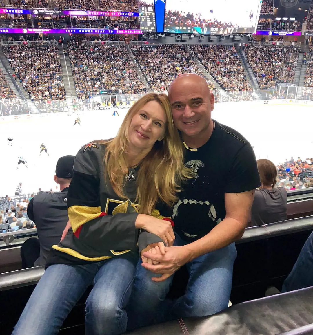 Agassi and Graf attended an NHL game at T-Mobile Arena in April 2018