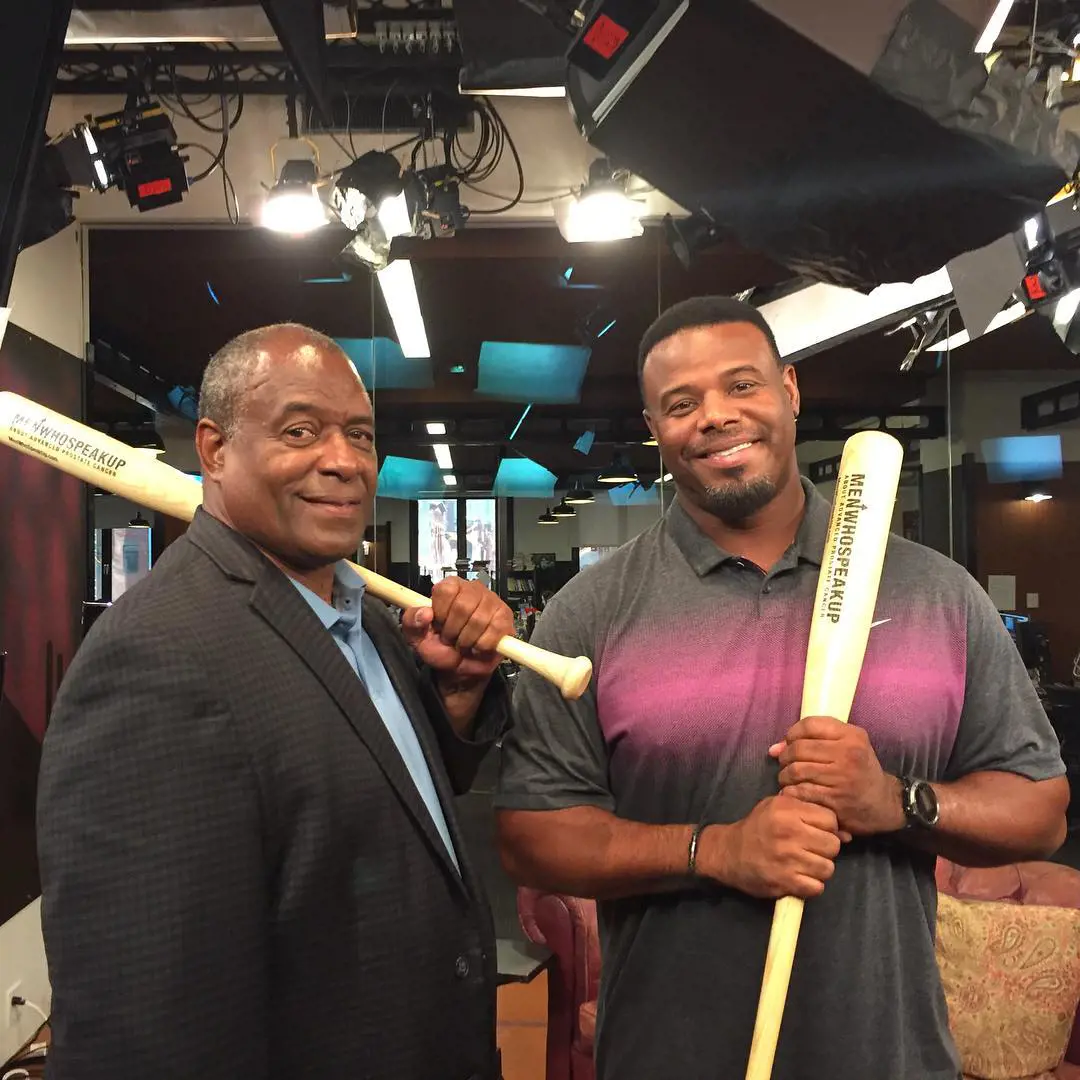 Griffey Jr hanging out with Ken Griffey Sr at New York City on June 17, 2016.