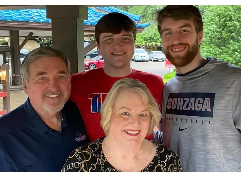 Walker and Drew with their grandparents in May 2021