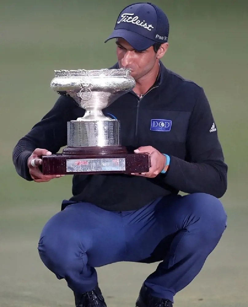 Aaron Rai after his first European Tour win in 2018