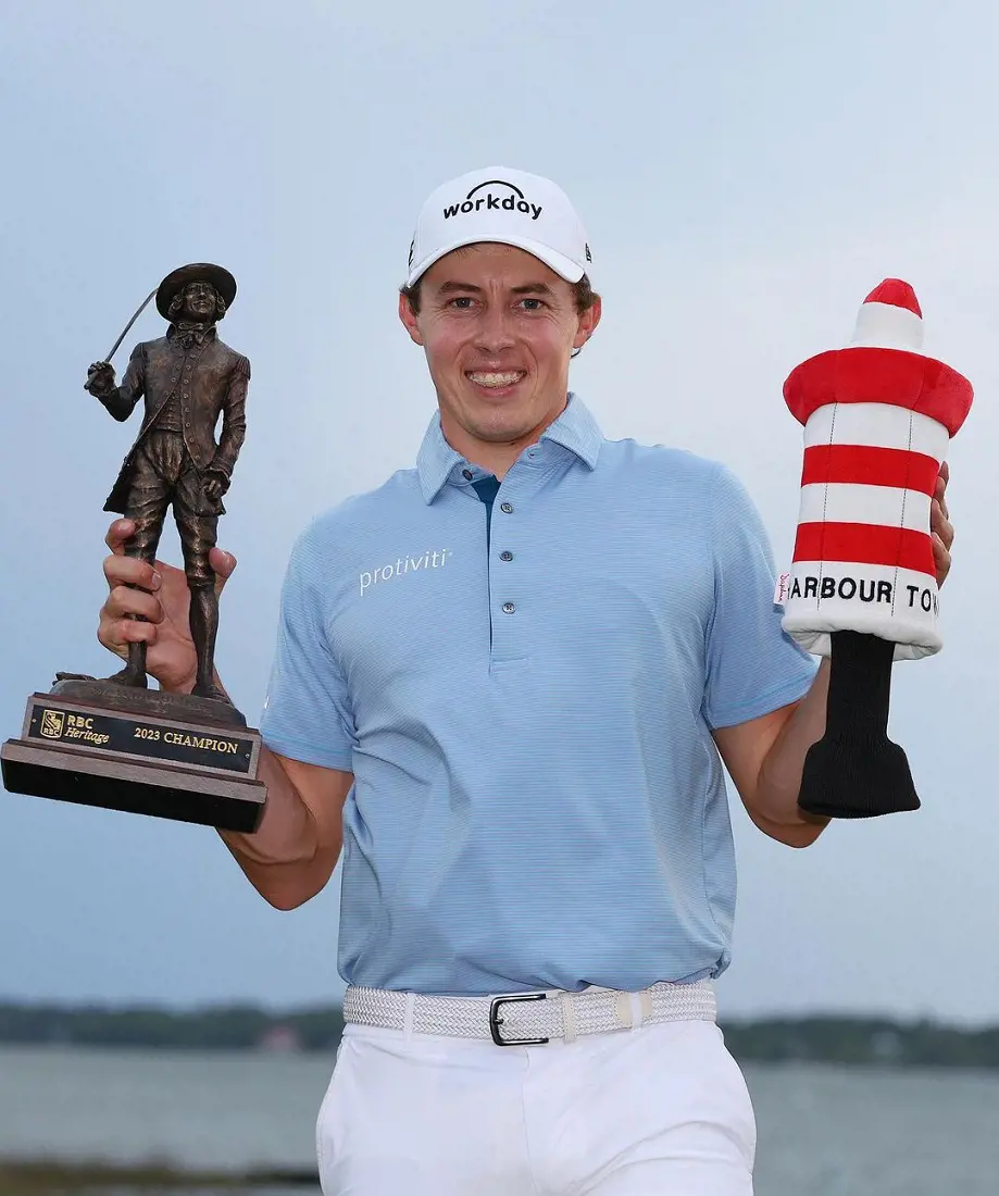 M. Fitzpatrick with the 2023 RBC Heritage trophy