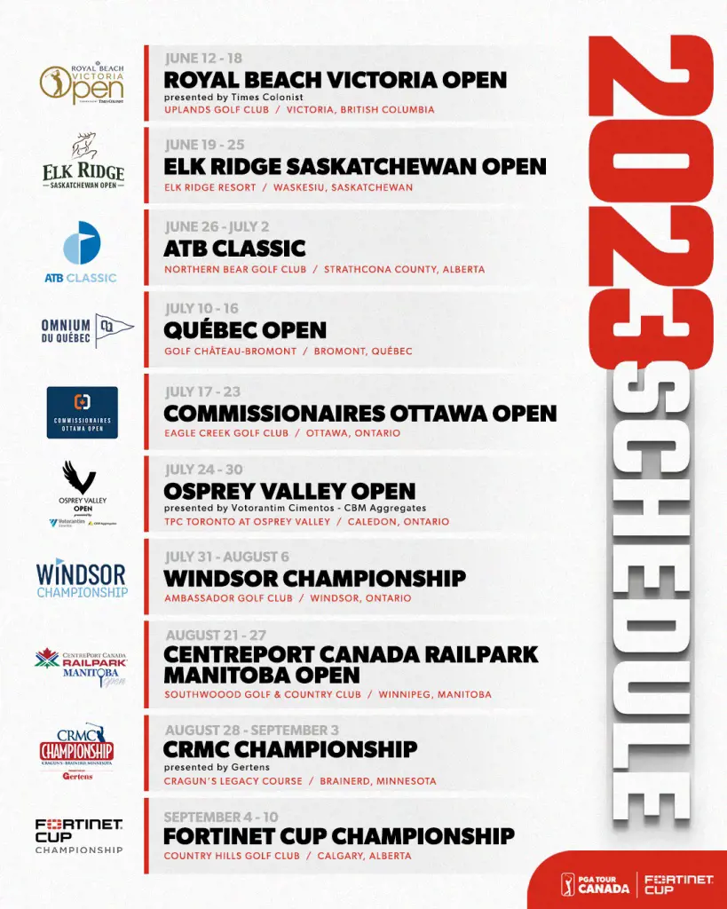 The full schedule of the 2023 PGA Tour Canada.