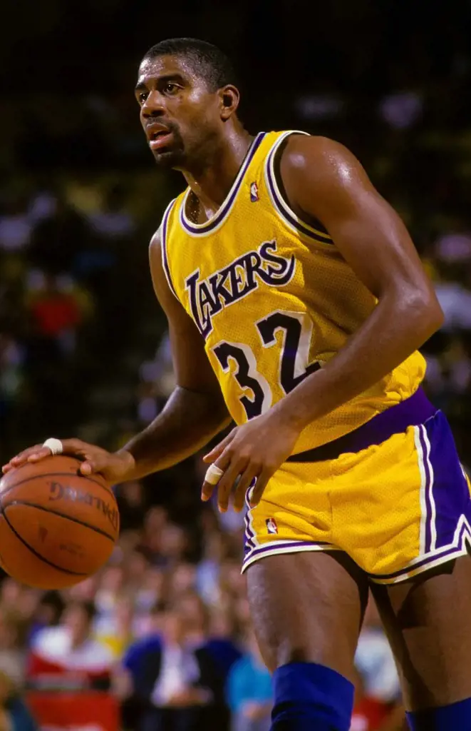 Magic Johnson in action during his playing days with the Lakers.