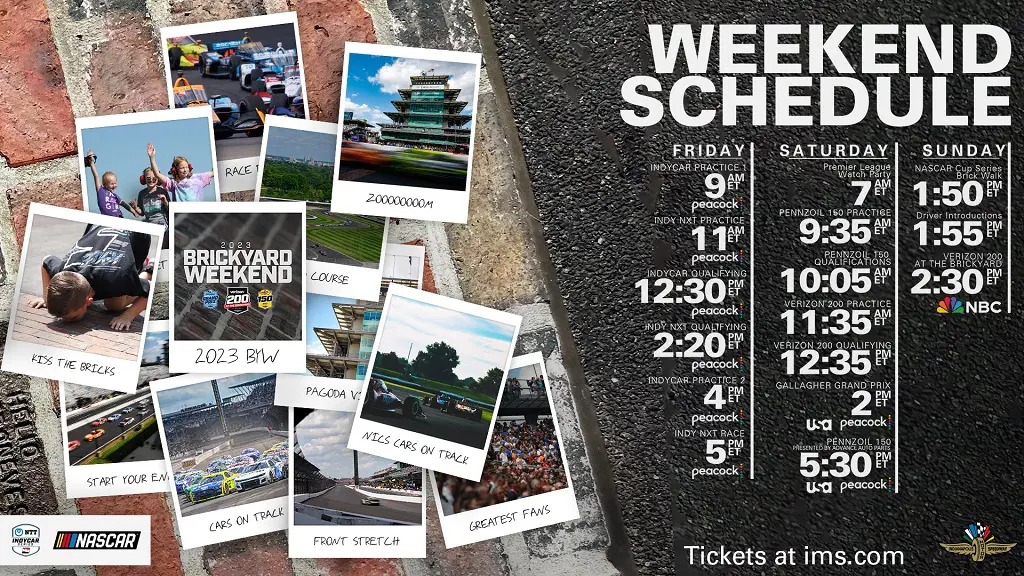 FULL schedule for Indianapolis Motor Speedway