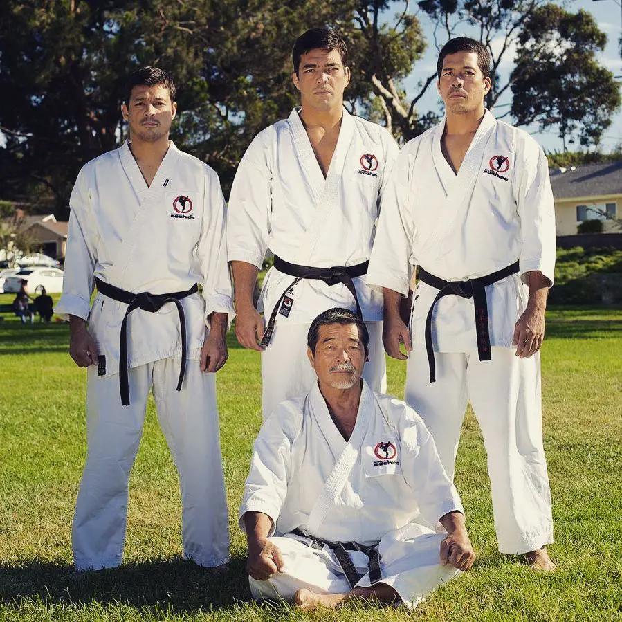 Yoshizo, Take, Chinzo, and Lyoto in their Machida karate uniform on November 30, 2020