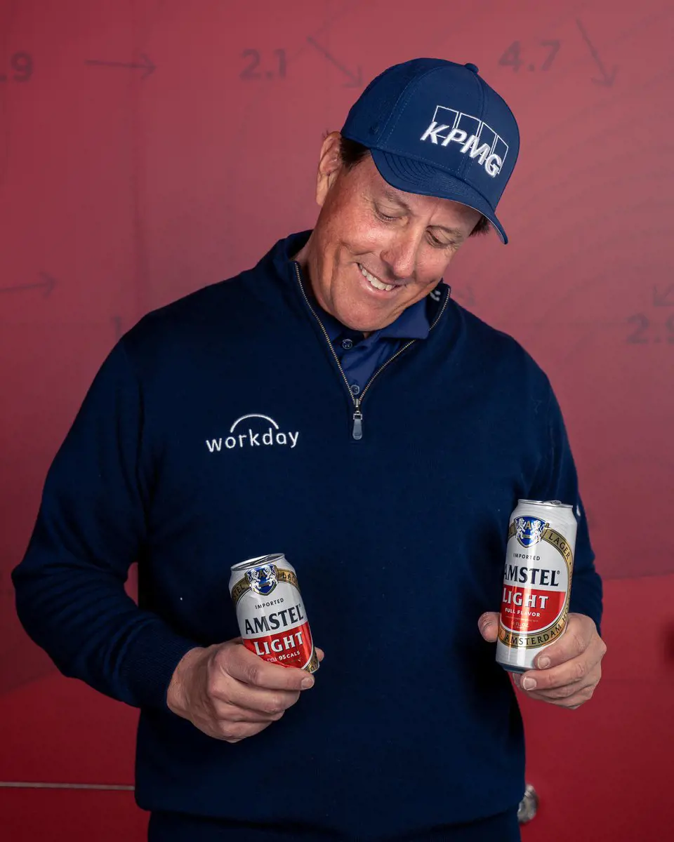 Phil Mickelson promoting Amstel Light brand in May 2021