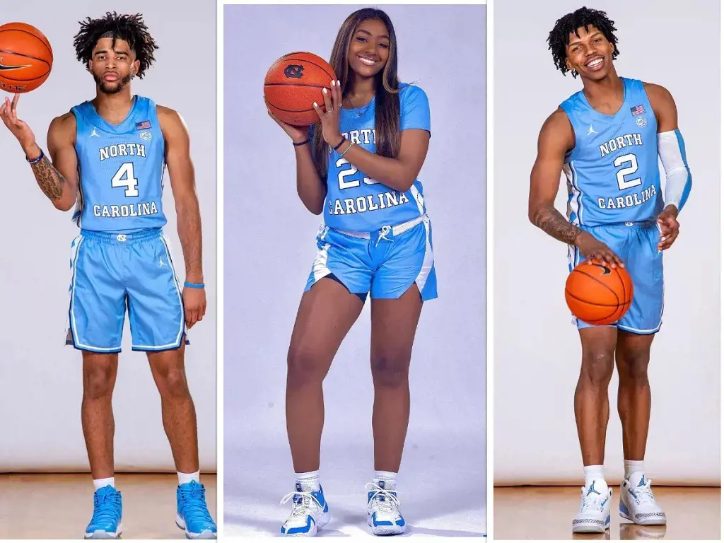 (Left to Right) Davis Kelly and Love in their North Carolina's jersey