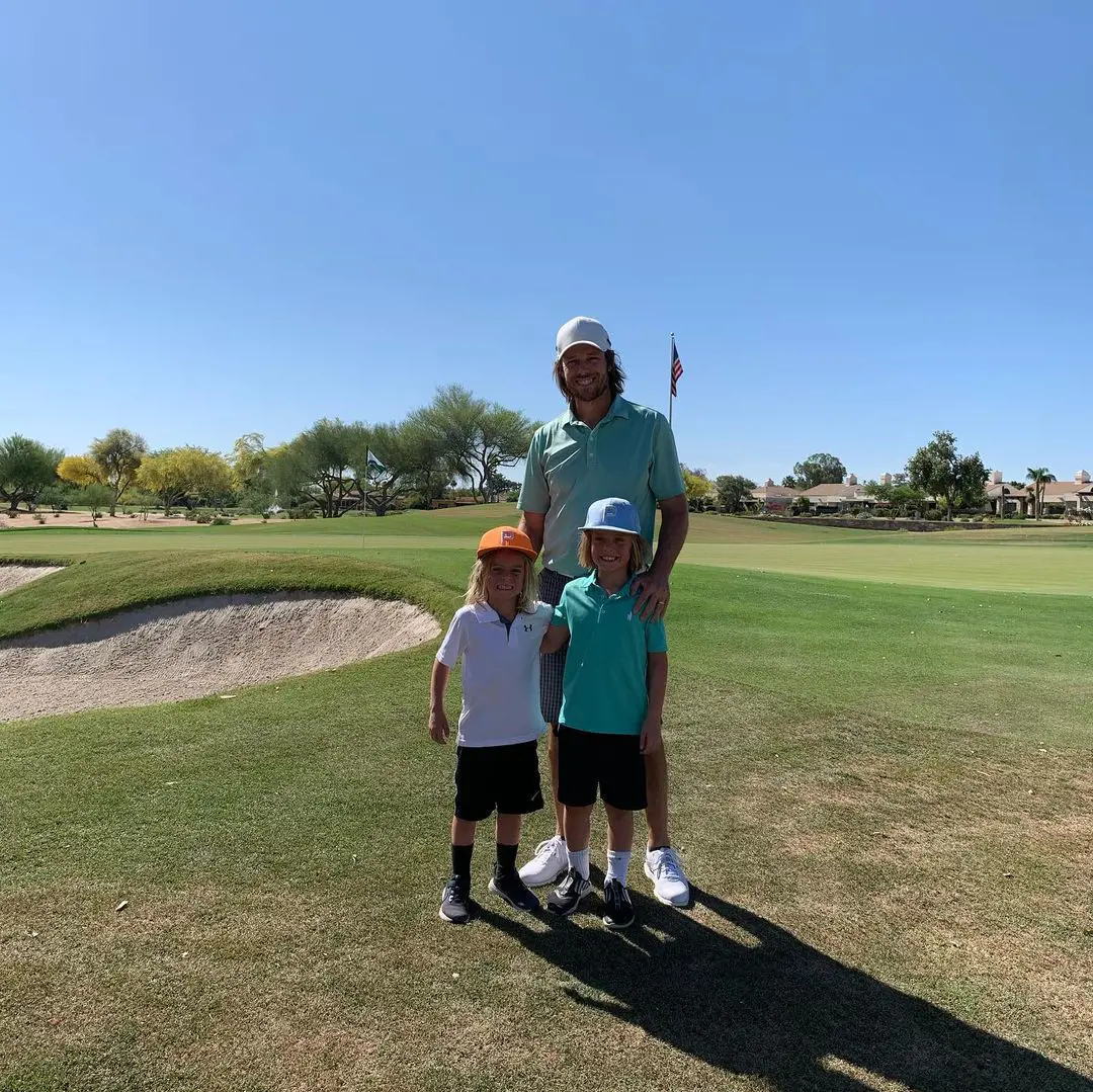 Josiah(right) with Jeremiah and Aaron during golf practice on May 6, 2020. 