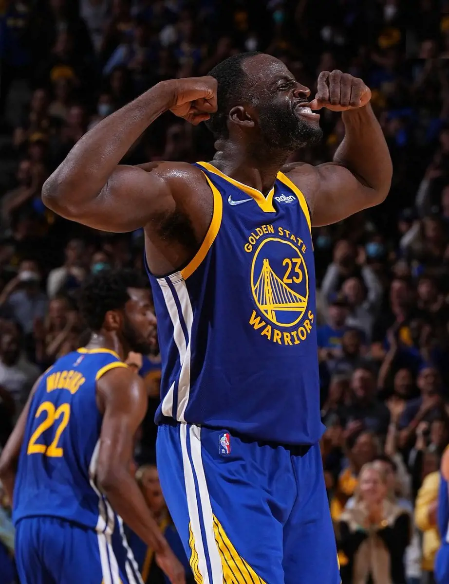 Draymond Green celebrates at the Chase Center in May 2022