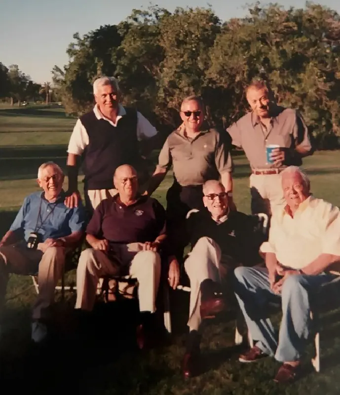 Old photo of Jim Murray and his friends enjoying a sunny day