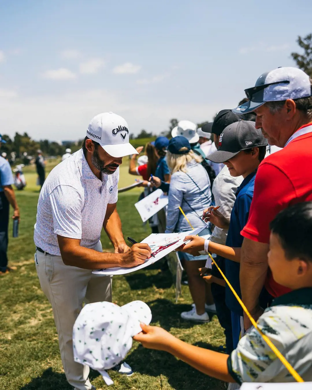 Golfer Pablo Larrazabal busy signing autograph for fans during Practice Rounds of US Open 2023 at LACC