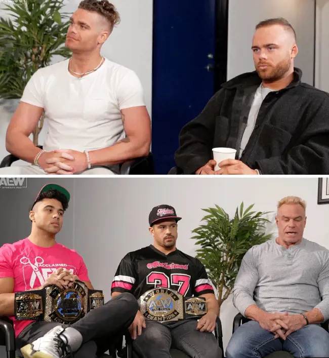 The Gunn Club together for an All Elite Wrestling interview.