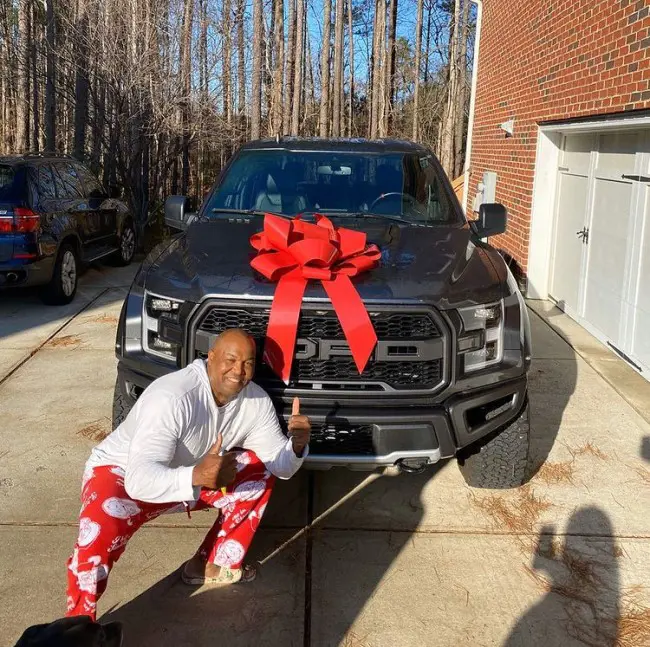 Robert Jones with his newly gifted car on 25 December 2019.