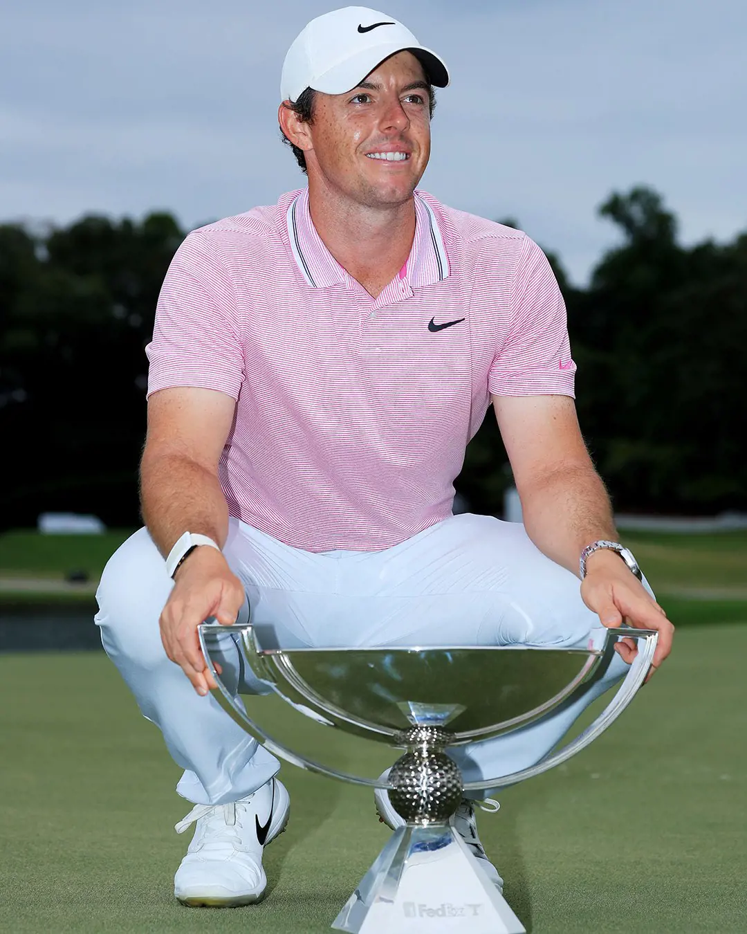 Rory McIlroy with the FedEx trophy in August 2019