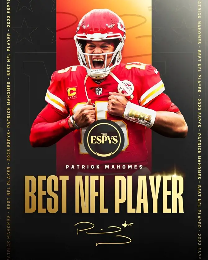 Mahomes was voted the Best Athlete, Men's Sports at the 2023 ESPYS.